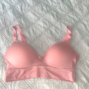 Rose colored no wire bra.